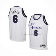 Maillot Enfant Los Angeles Lakers LeBron James NO 6 Ville 2022-23 blanc